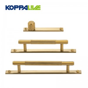 9058 Brass Knurled Cabinet Handle with Plate