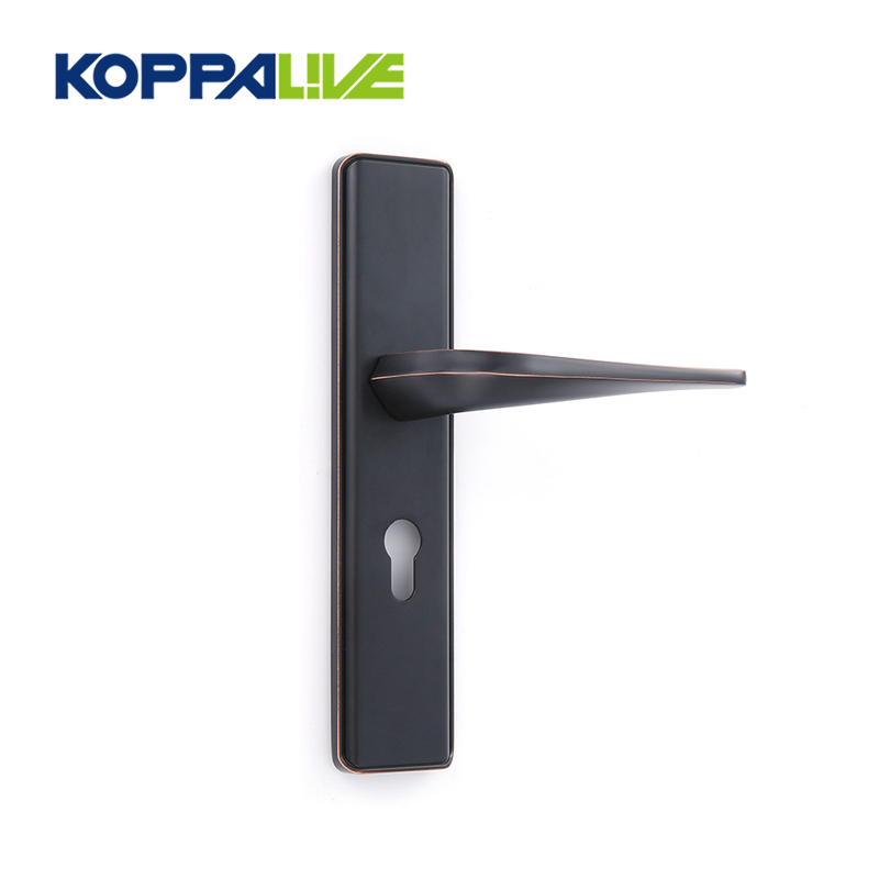 Manufacturing Companies for Antique Brass Pull Handles - KOPPALIVE classic style zinc alloy black door lever handle with plate for interior door – Zhangshiwujin