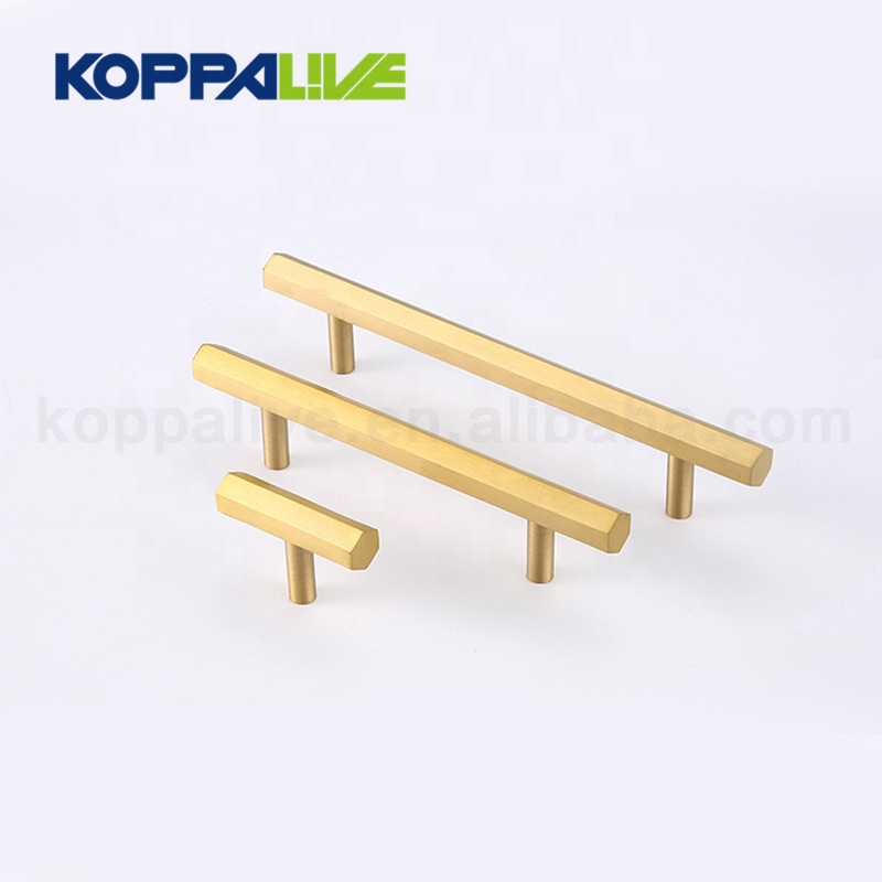 High Quality Brass White Cabinet Knobs - KOPPALIVE T Shaped Bar Solid Brass Furniture Hardware Pulls Polygon Cupboard Kitchen Cabinet Copper Handles – Zhangshiwujin
