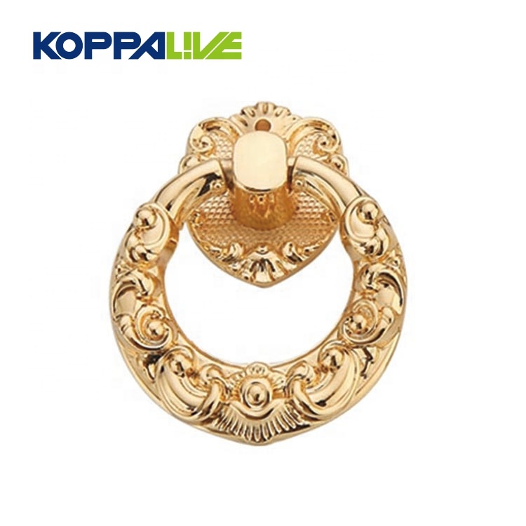 Wholesale Cabinet Knobs And Handles - Koppalive Simple modern gold fancy brass furniture hardware drop ring antique cabinet door knocker pulls handles – Zhangshiwujin