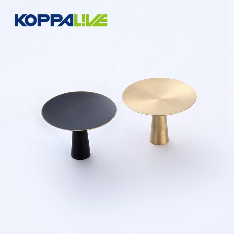 Good Wholesale Vendors Brushed Brass Drawer Knobs - Top quality custom home cabinet round solid brass hardware flat knob pull handle – Zhangshiwujin