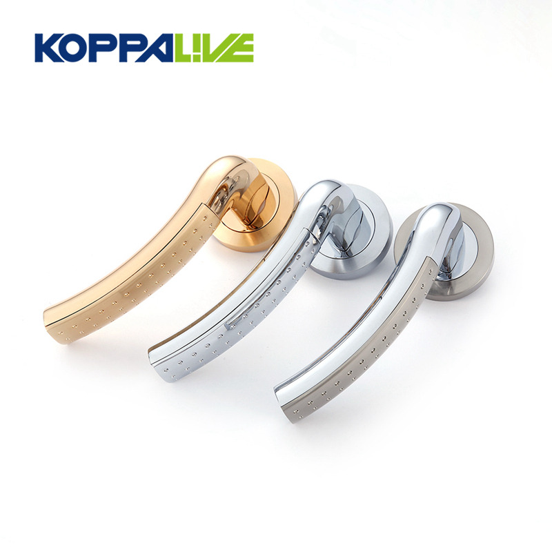 Good Quality Brass Handle - Luxury Brushed Zinc Alloy Multicolor Hardware Interior Safety Door Lever Handles On Rose – Zhangshiwujin
