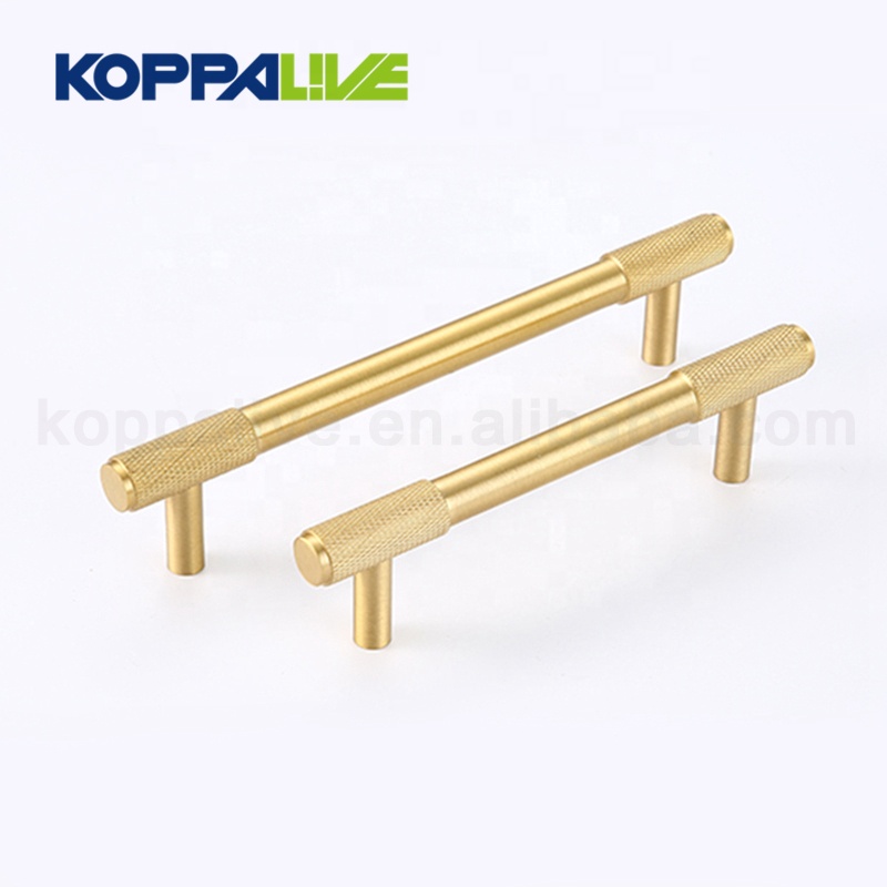 Factory wholesale Silver Cabinet Handles - T Bar Kitchen Straight Cupboard Handle Cabinet Pull Solid Brass Knurled Handles For Furniture Hardware – Zhangshiwujin