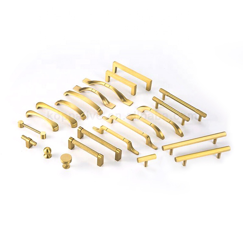 2018 wholesale price Brass Nickel Cabinet Knobs - Modern Furniture Hardware Golden Scratch Resistant Drawer Wardrobe Cabinet Door Solid Brass Knobs Handle – Zhangshiwujin
