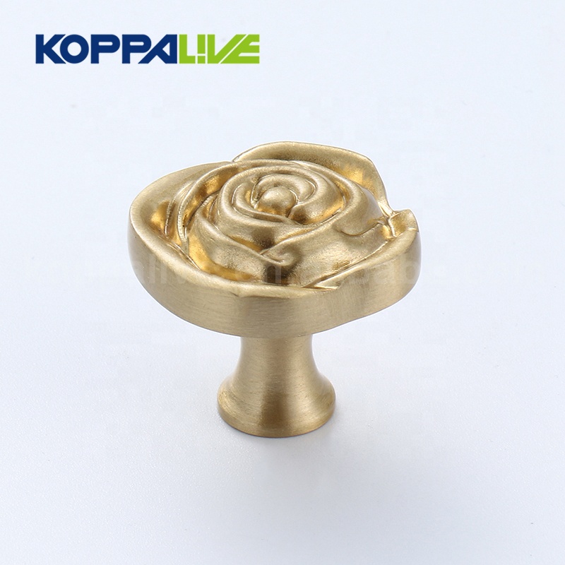 Best Price for Dark Brass Door Knobs - Factory direct carved solid brass cupboard bedroom furniture hardware gold cabinet drawer pulls knob – Zhangshiwujin