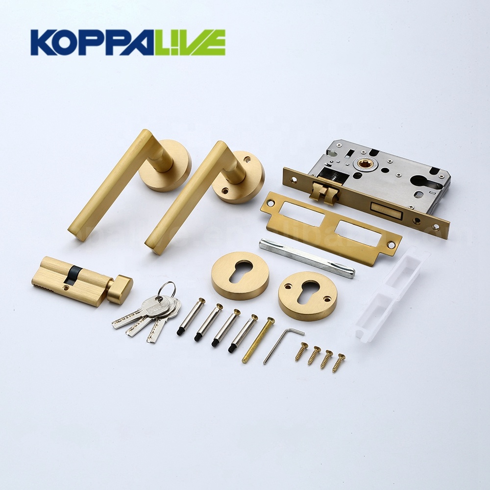 2018 Latest Design Long Brass Handles - KOPPALIVE Hot Sale Home Furniture Hardware Brass Round Lever Door Handle With Mortise Lock Cylinder – Zhangshiwujin