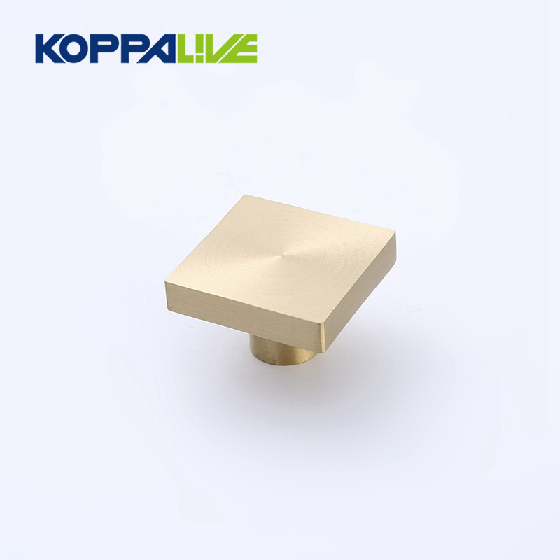 Well-designed Knurled Knob Brass - 9027 Home decor square pure brass modern style gold drawer wardrobe knob for bedroom kitchen cabinets – Zhangshiwujin