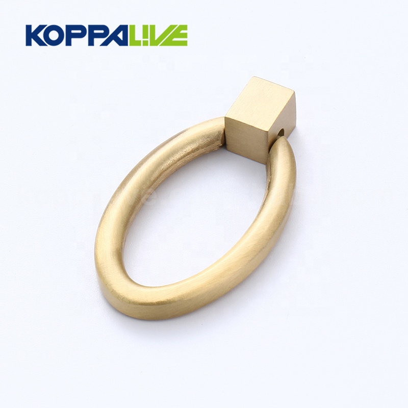 Best quality Copper Cabinet Handles - Simple Design Modern Single Hole Ring Brass Hardware Furniture Drawer Cabinet Door Knocker Pulls Handles – Zhangshiwujin