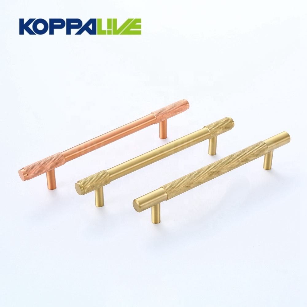 2018 wholesale price Kitchen Cabinet Handle - Kitchen Furniture Hardware T Bar Copper Drawer Handle Cabinet Cupboard Solid Brass Knurled Pull Handles – Zhangshiwujin