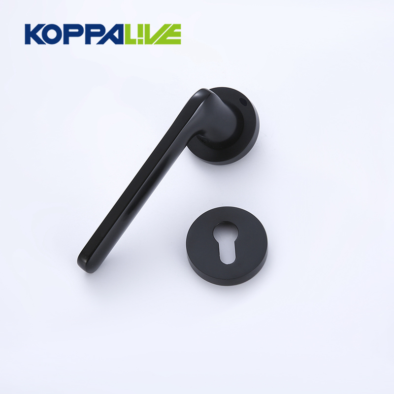 Best Price for Door Handle Lock Set - Nordic Zinc Alloy Electroplating Surface Round Rosette Black Door Handles – Zhangshiwujin